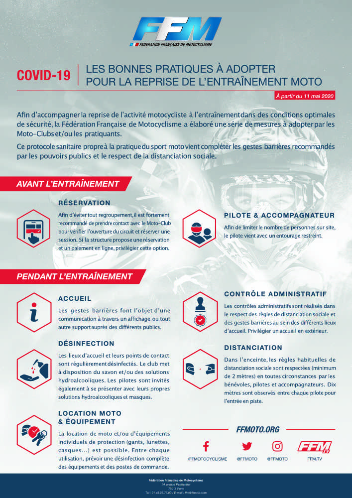 bonnes pratiques pour le sport moto sur circuit pendant la crise du covid-19